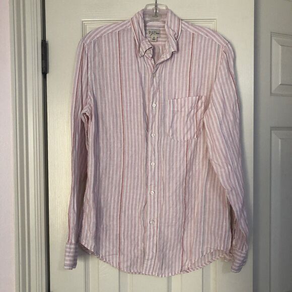 J. CREW Women’s Small Striped Classic Fit Shirt Blouse Irish linen Preppy - Picture 2 of 7